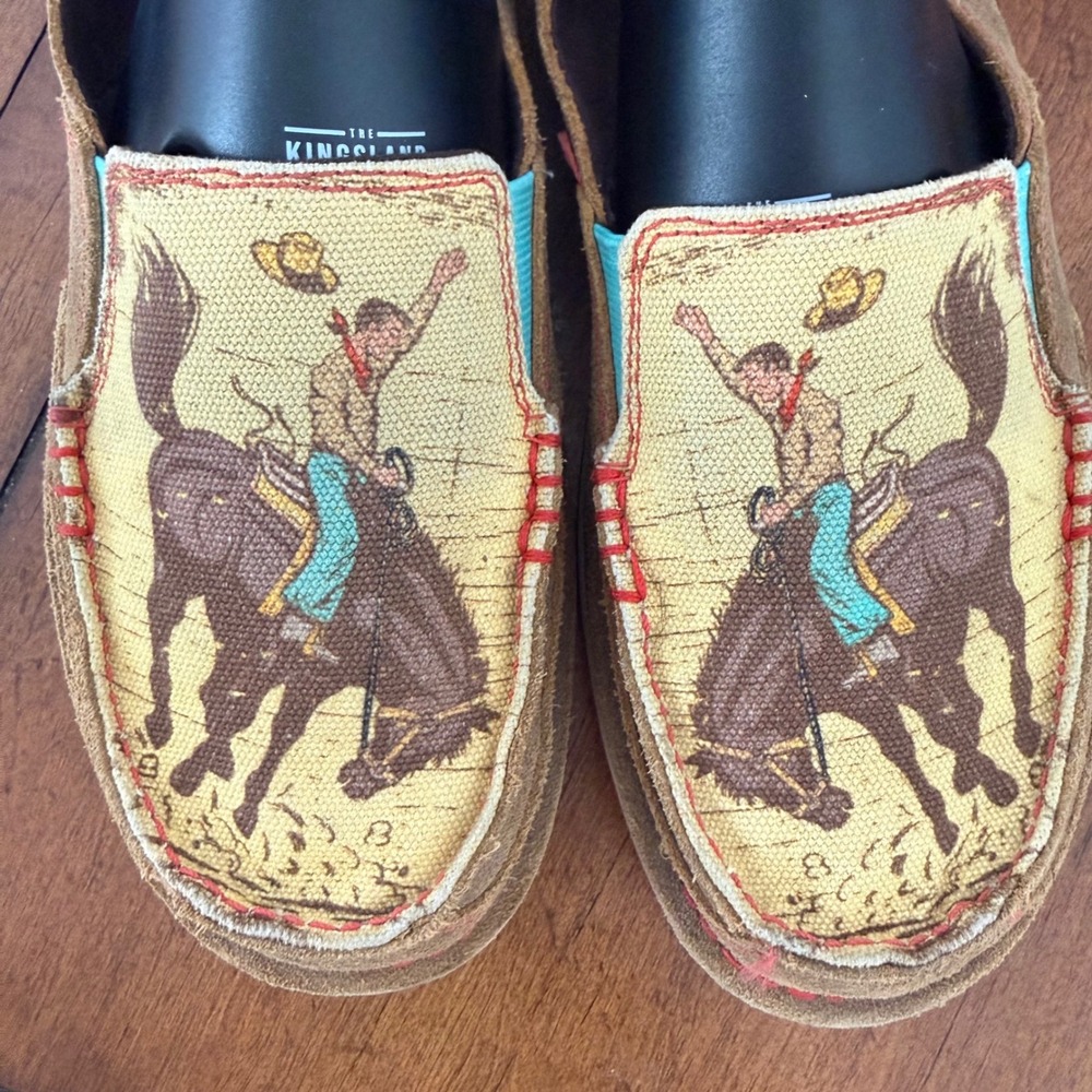Ariat Cruiser Womens 10B Brown Suede Western Rodeo Print Slip On Loafers Cowboy - Picture 3 of 8